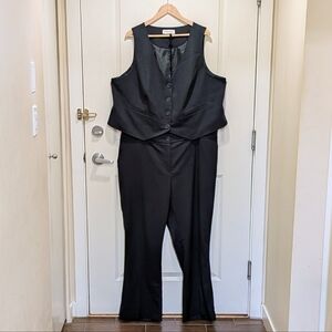 EUC Addition Elle 22/24 Forest Green Viscose Blend Suit Pants And Vest